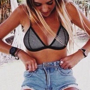 TRIANGL Neoprene Black Mesh Bikini Top